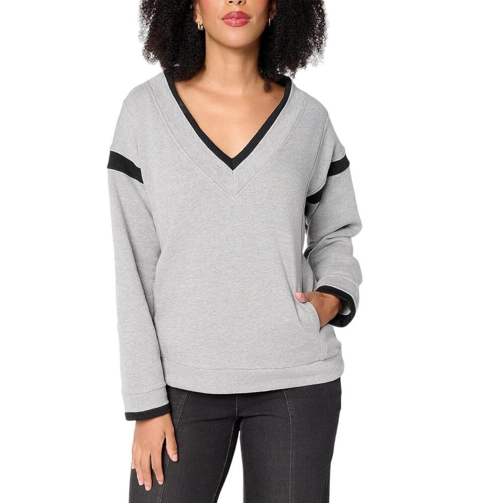 RM Studio x Rebecca Minkoff Women's Varsity V-Neck Sweatshirt Gray - Regular